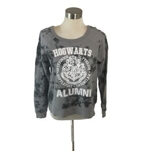 Harry Potter Tie Dye Blk/ Gray Hogwarts Alumni Sweatshirt Juniors Medium‎